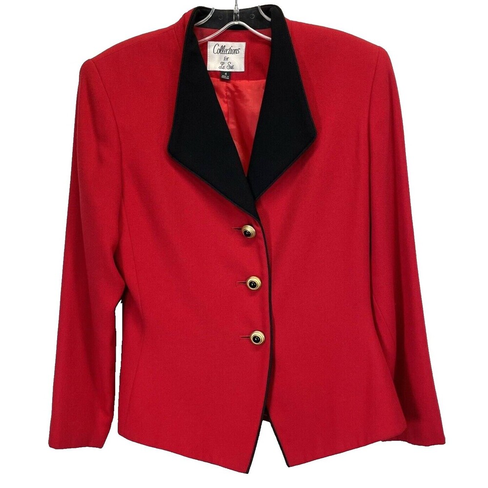Le Suit Collections Women's Red/Black Long-Sleeve Blazer Jacket Size 4 RN50610